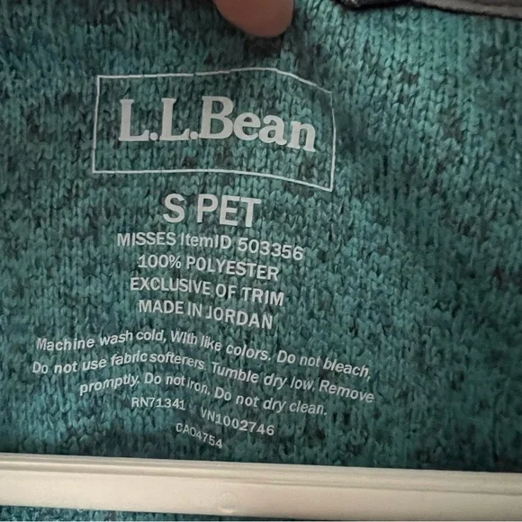 LL Bean Women’s Sweater Fleece Pullover Teal Snap Neck Outdoor Small Petite - Picture 4 of 7